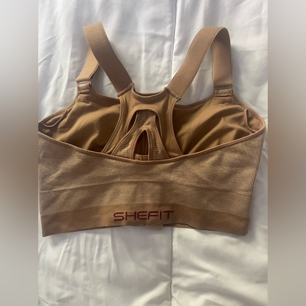 Shefit Tan Women's Sports Bra Size  44-46  3 Luxe Low Impact Wire Free Seamless - Picture 3 of 5